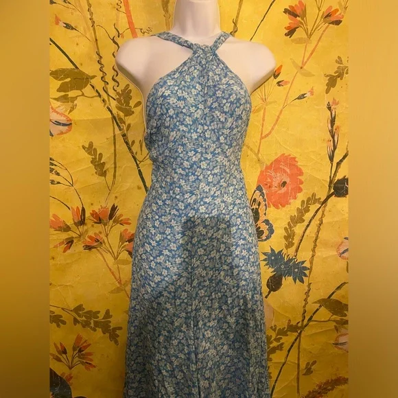 Free People Arlo Jumpsuit Ice Combo Floral Printed Halter Wide Leg Summer - Picture 4 of 4